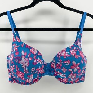 Maidenform Padded Bra Blue Pink Floral Underwire 36D